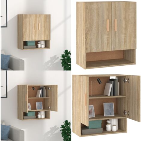 Armoire murale Chêne sonoma 60x31x70 cm Bois d'ingénierie - Armoire Murale - Meuble De Rangement - Armoire Flottante - Étagère Murale - Décoration Intérieure - Home & Living