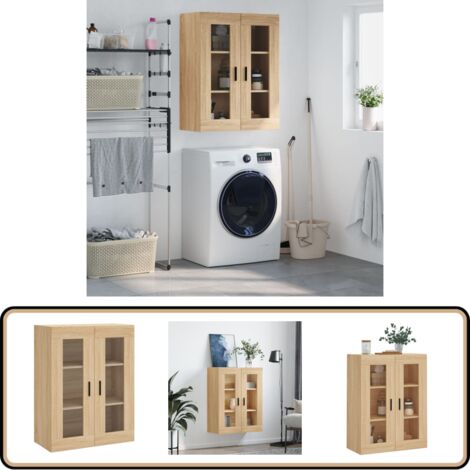Armoire murale chêne sonoma 69,5x34x90 cm - Meuble Mural - Armoire Murale - Étagère Murale - Rangement Mural - Meuble De Rangement
