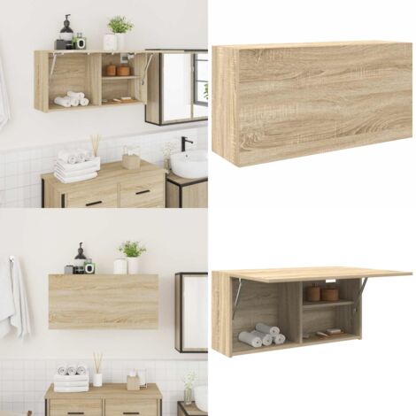 Armoire murale de bain chêne sonoma 80x25x40 cm bois ingénierie - Armoire de salle de bain bois - Armoire murale bois