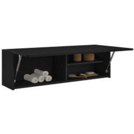 Armoire murale de bain noir 100x25x30 bois d'ingénierie