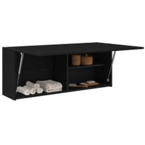 Armoire murale de bain noir 100x25x40 bois d'ingénierie