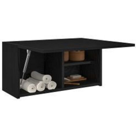 Armoire murale de bain noir 60x25x30 bois d'ingénierie