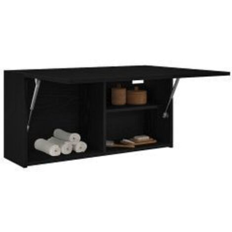 Armoire murale de bain noir 80x25x40 bois d'ingénierie