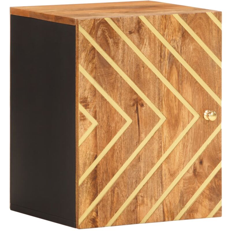 Design In - Armoire murale de bain,Meuble de salle de bain marron et noir bois massif de manguier CFW291611