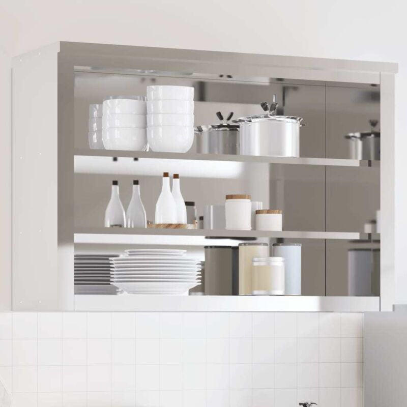 Vidaxl – Armoire murale de cuisine en acier inoxydable – Dimensions 110 x 40 x 75 cm – 2 étagères – Capacité 80 kg – Surface facile à nettoyer