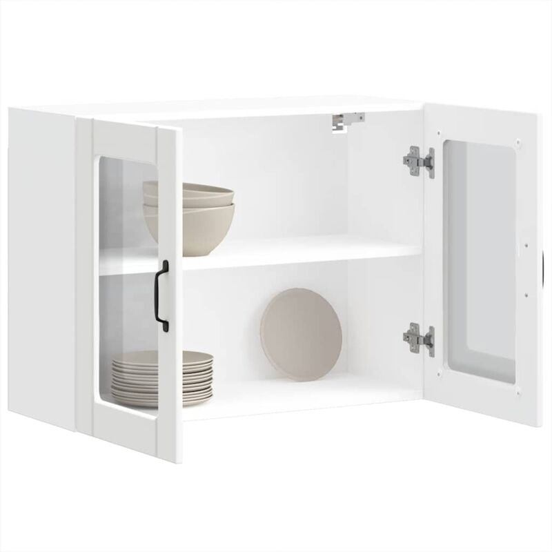 vidaXL Armoire murale de cuisine avec porte en verre Lucca blanc