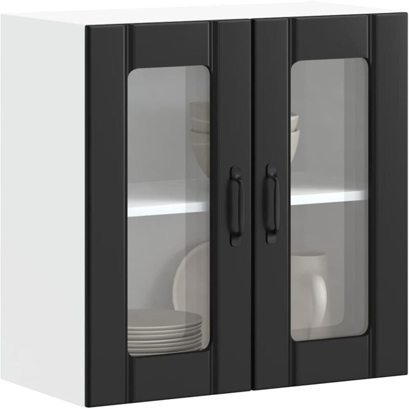 Vidaxl - Armoire murale de cuisine avec porte en verre Lucca noir