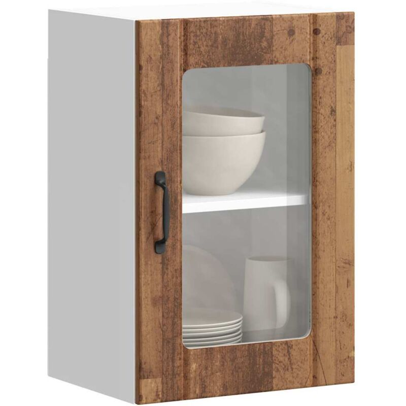 Vidaxl - Armoire murale de cuisine avec porte en verre Lucca vieux bois
