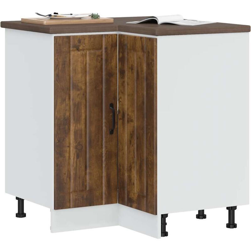 Armoire d'angle de cuisine Lucca chêne fumé bois d'ingénierie vidaXL