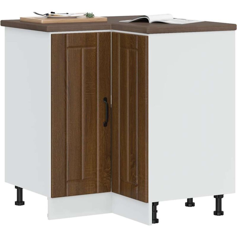 Armoire d'angle de cuisine Lucca chêne marron bois d'ingénierie Vidaxl