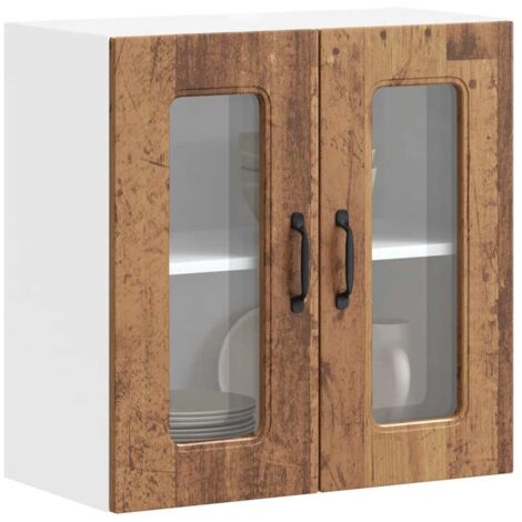 Armoire murale de cuisine avec porte vitrée "Kalmar"-Armoire suspendue de rangement Bois d'ingénierie ancien 428928