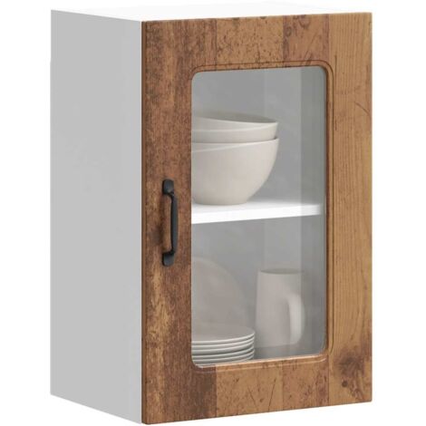 Armoire murale de cuisine avec porte vitrée "Kalmar"-Armoire suspendue de rangement Bois d'ingénierie ancien 467578