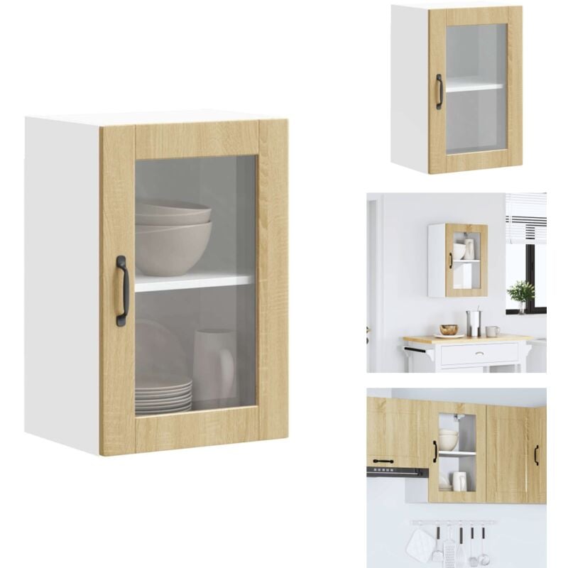 Armoire murale de cuisine et porte en verre Porto chêne sonoma - Armoire Murale De Cuisine - Armoires Murales De Cuisine - Meuble Mural De Cuisine