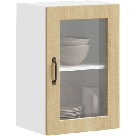 Armoire murale de cuisine et porte en verre Porto-Meuble suspendu de rangement chêne sonoma 412094