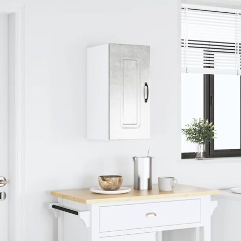 Armoire murale de cuisine Kalmar-Meuble de cuisine murale-Meuble suspendu de rangement gris béton bois d'ingénierie 522496