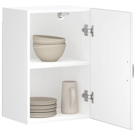 Armoire murale de cuisine Lucca-Meuble de cuisine murale-Meuble suspendu de rangement blanc bois d'ingénierie 520674