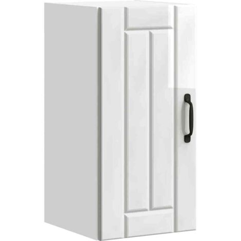Armoire murale de cuisine Lucca-Meuble de cuisine murale-Meuble suspendu de rangement blanc brillant bois ingénierie 900643