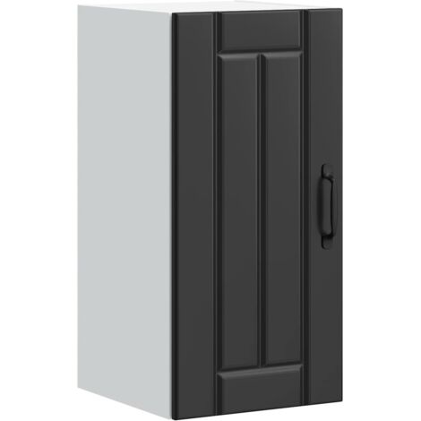 Armoire murale de cuisine Lucca-Meuble de cuisine murale-Meuble suspendu de rangement noir bois d'ingénierie 341128