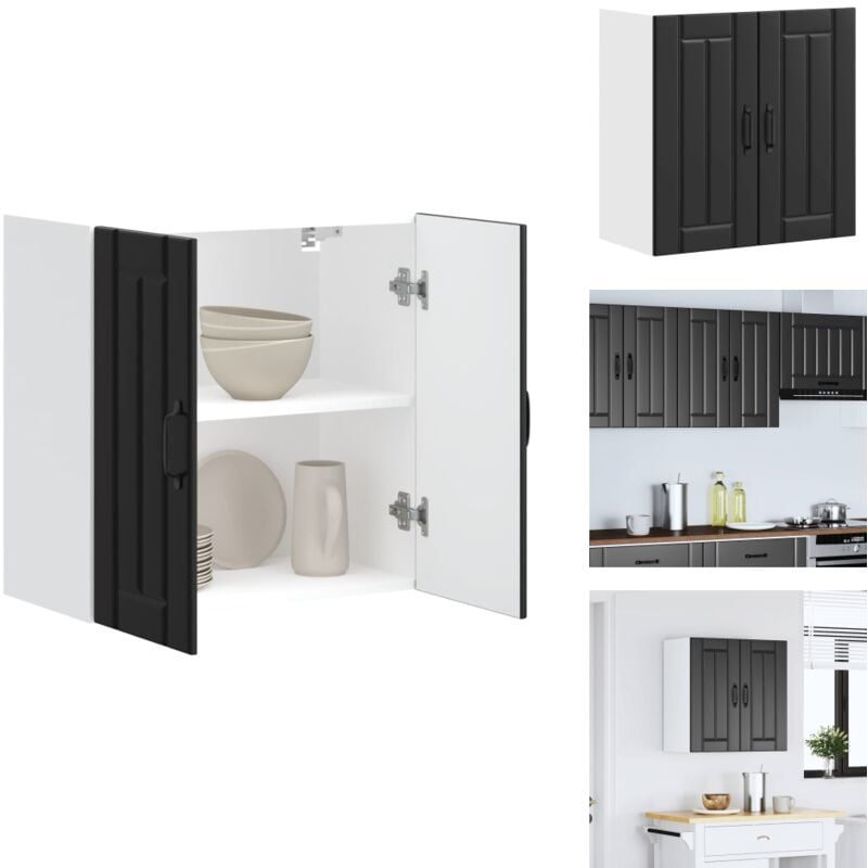 Armoire murale de cuisine Lucca noir bois d'ingénierie - Armoire Murale De Cuisine - Armoires Murales De Cuisine - Meuble Mural De Cuisine - Armoire