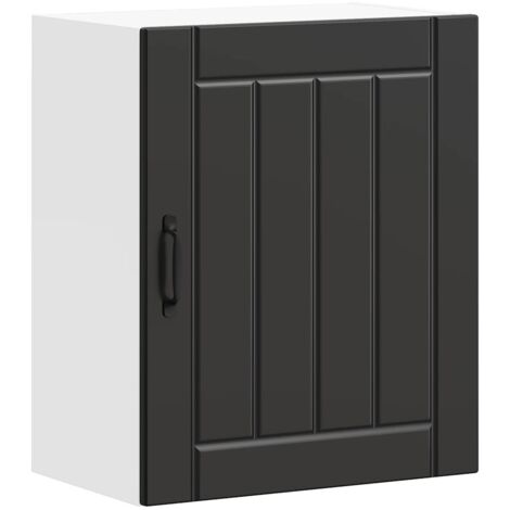 Armoire murale de cuisine  Meuble de cuisine Lucca noir bois d'ingénierie