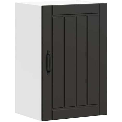 Armoire murale de cuisine  Meuble de cuisine Lucca noir bois d'ingénierie