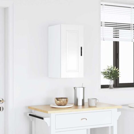 Armoire murale de cuisine Porto-Meuble de cuisine-Armoire suspendue de rangement blanc brillant bois ingénierie 845425
