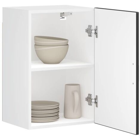 Armoire murale de cuisine Porto-Meuble de cuisine-Armoire suspendue de rangement noir bois d'ingénierie 986782