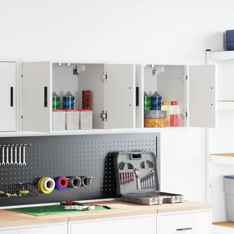 Vidaxl - Armoires murales de garage 2 pcs blanc bois d'ingénierie