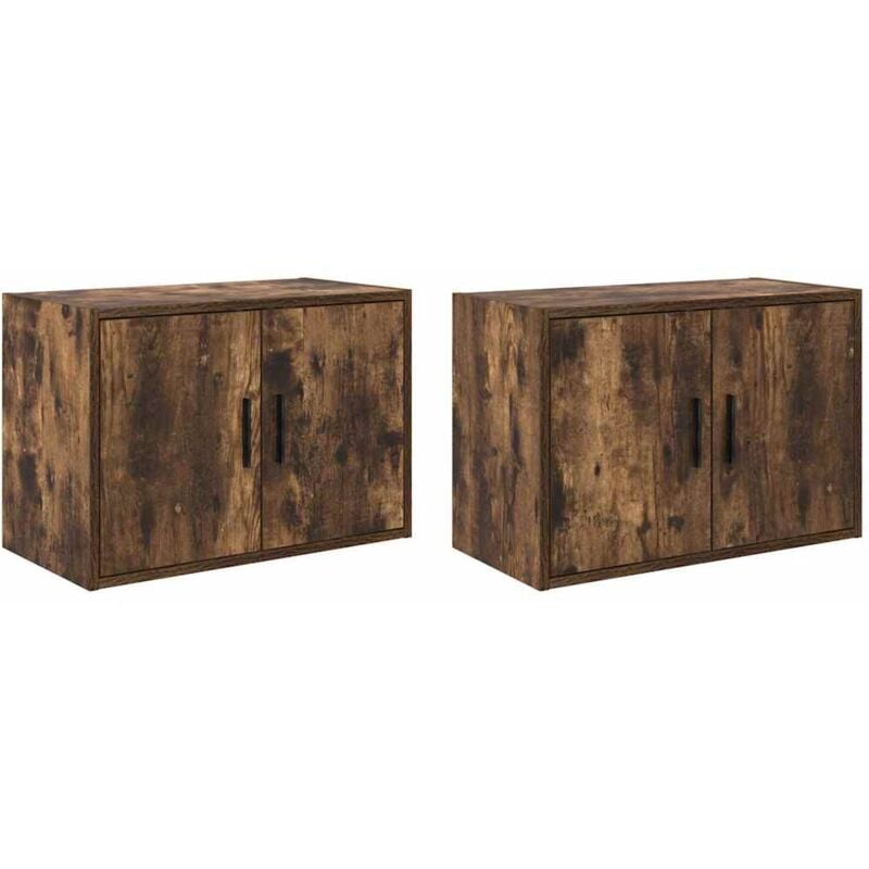 Vidaxl - Armoires murales de garage 2 pcs chêne fumé bois d'ingénierie