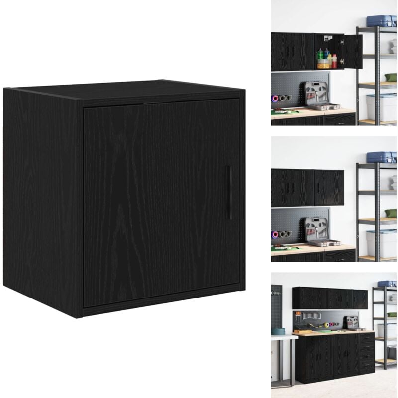 Vidaxl - Armoire murale de garage noir bois d'ingénierie - Armoire Murale De Garage - Armoires Murales De Garage - Armoire - Armoire De Rangement De