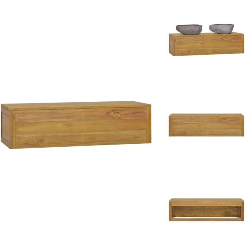 Armoire murale de salle de bain 110x45x30 cm Teck solide - Armoire De Salle De Bain - Meuble De Salle De Bain - Unité De Salle De Bain - Armoire