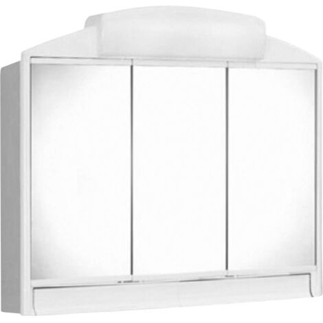 Armoire murale de salle de bain 59x51x16 cm – 3 portes miroirs – 2 tiroirs coulissants – Éclairage intégré – 541302 – Aqualine