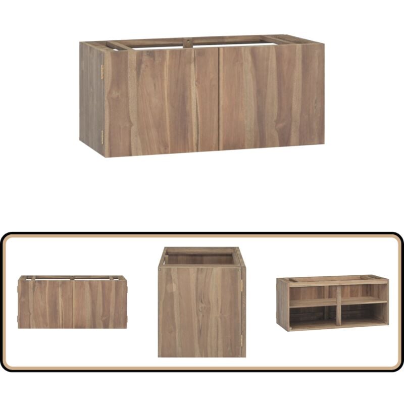 Armoire murale de salle de bain 90x39x40 cm Bois de teck massif - Meuble De Salle De Bain - Armoire Murale - Armoire De Rangement - Meuble Sous