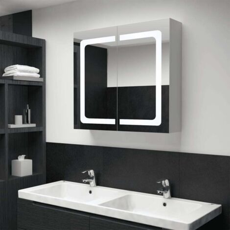 Armoire murale de salle de bain à miroir à LED - Meuble de rangement 80x12,2x68 cm BV286255 - BonneVie
