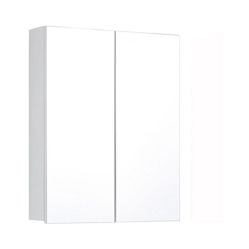 Epikasa - Armoire Murale de Salle de Bain avec Miroir Line, Panneau Aggloméré Mélaminé, Verre, Blanc, 60x67x18 cm