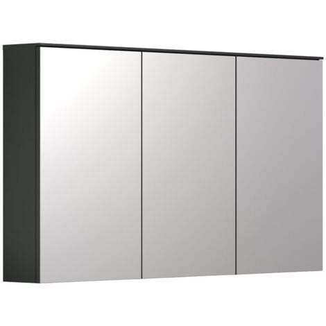 Armoire Murale de Salle de Bain avec Miroir Synnax, Panneau Aggloméré Mélaminé, Verre, Anthracite, 120x70x17 cm