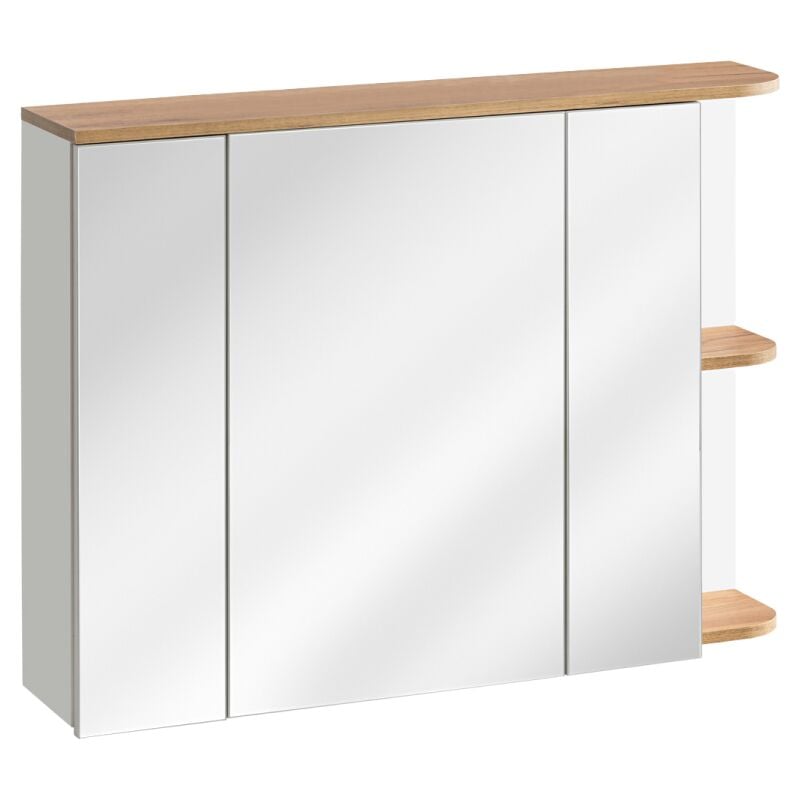 Vente-unique - Armoire murale de salle de bain avec miroirs - Coloris naturel clair et blanc - 94 cm - anida