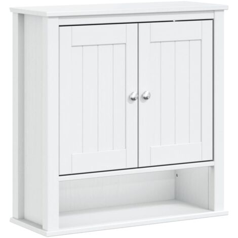 Armoire murale de salle de bain BERG blanc bois massif