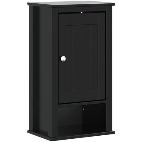 Armoire murale de salle de bain BERG noir bois de pin massif