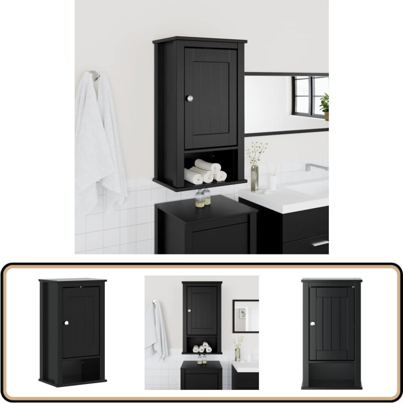 Vidaxl - Armoire murale de salle de bain berg noir bois de pin massif - Armoire De Salle De Bain - Meuble De Salle De Bain - Rangement Salle De Bain