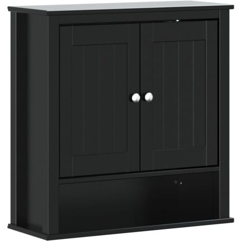 Armoire murale de salle de bain BERG noir bois massif