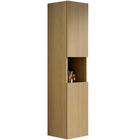 Armoire murale de salle de bain de 160 cm de hauteur, armoire de rangement étroite avec 2 portes et 1 compartiment de rangement ouvert, adaptée aux petits espaces