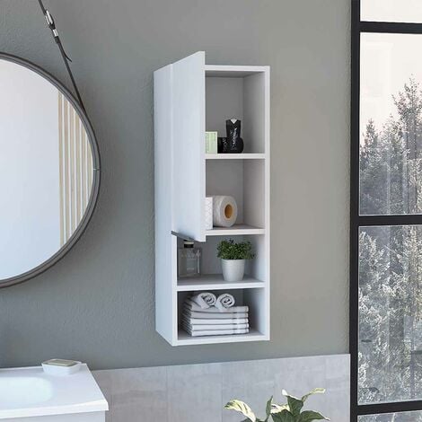 TUHOME CONCEPT Armoire murale de salle de bain Mila, avec étagères 30CM L X 25.5CM P X 81CM L X 81CM P X Blanc
