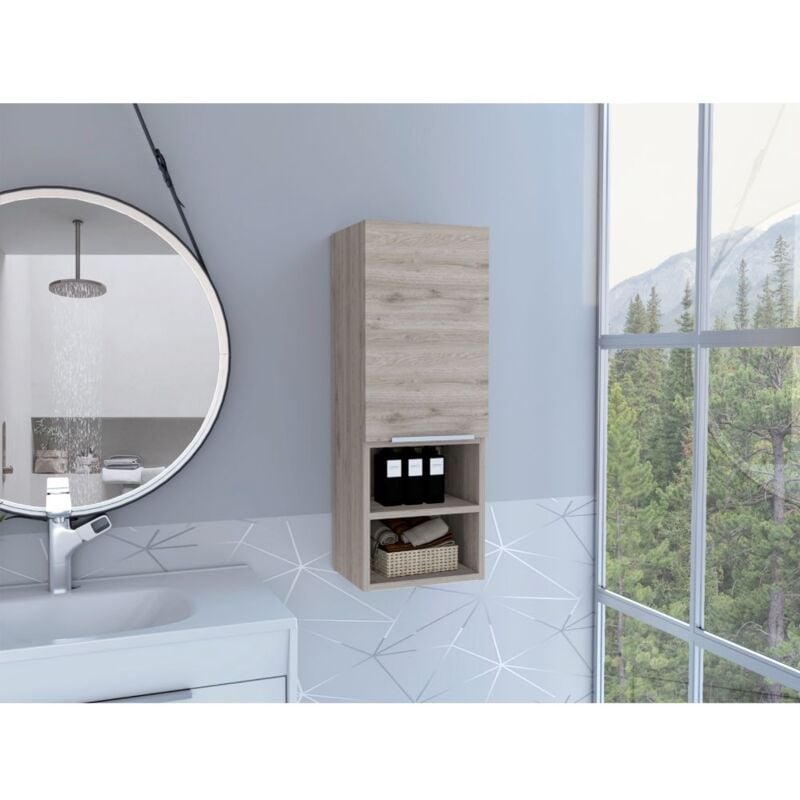 Armoire murale de salle de bain Mila, avec étagères Frêne