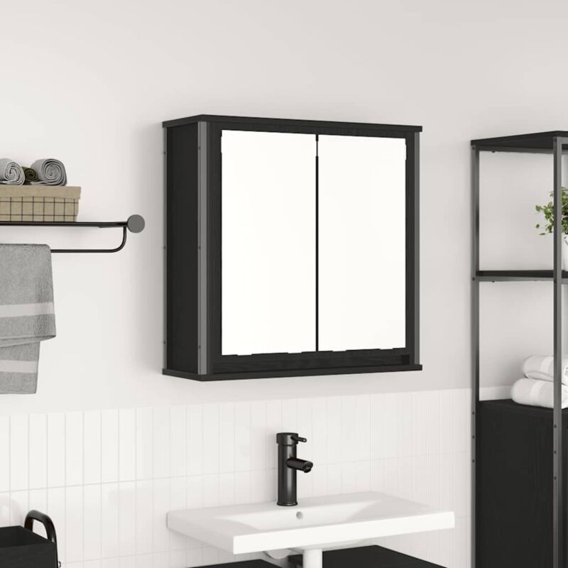 Vidaxl - Armoire murale de salle de bain miroir chêne noir 60x21x60 cm