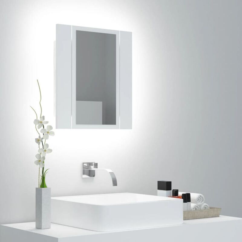 Bonnevie - Armoire murale de salle de bain à miroir à led - Meuble de rangement Blanc 40x12x45 cm BV574884