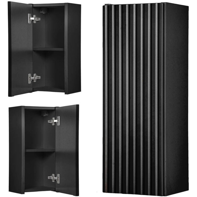 [en.casa] - Armoire murale de salle de bain Newport 20 x 57 x 19 cm noir