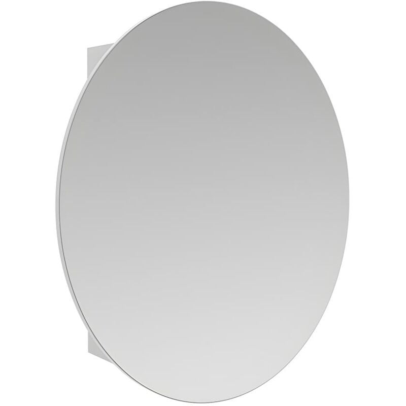 Vente-unique - Armoire murale de salle de bain ovale avec miroir - Blanc - ruri