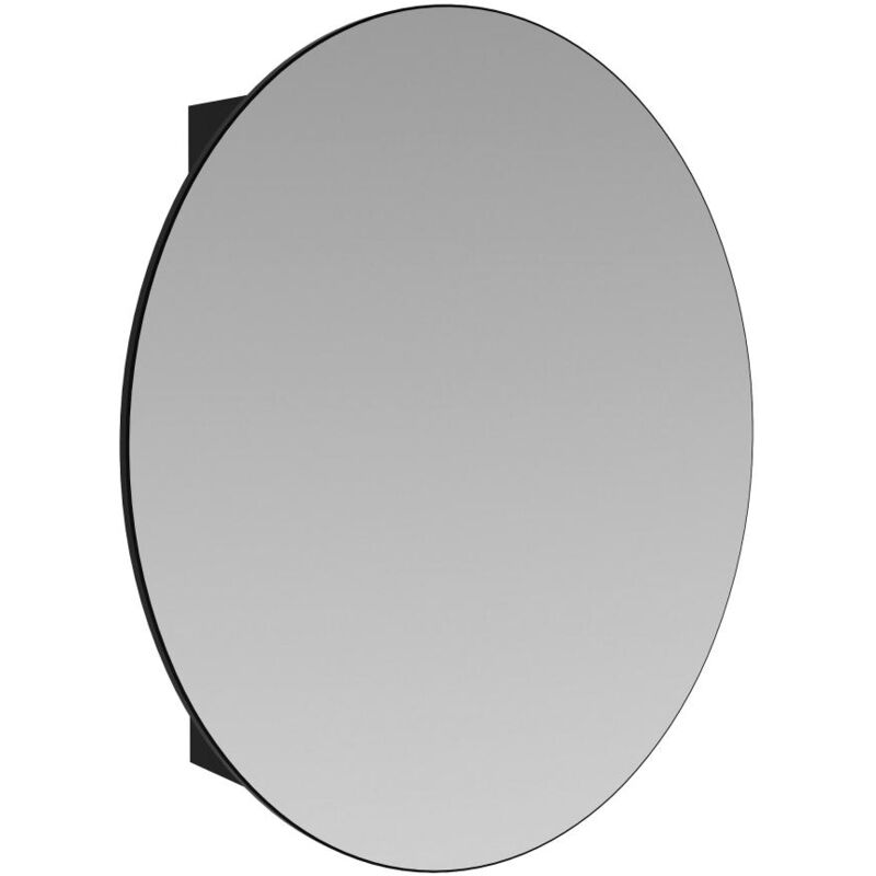 Vente-unique - Armoire murale de salle de bain ovale avec miroir – Noir – ruri