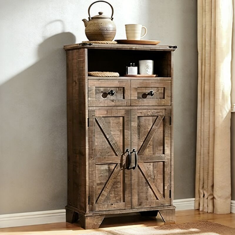 Armoire murale de salle de bain style campagnard, 2 portes battantes, 1 tiroir et étagère réglable - Idéal pour salle de bain, cuisine et salon